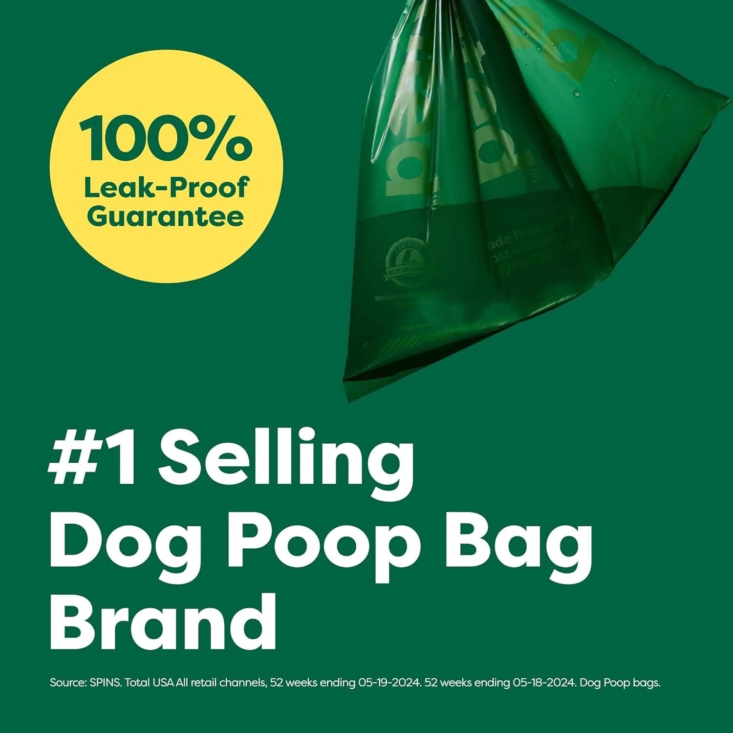 100% Certified Earth Rated Dog Poo Bags Leak Proof & Unscented Waste Bag Refill