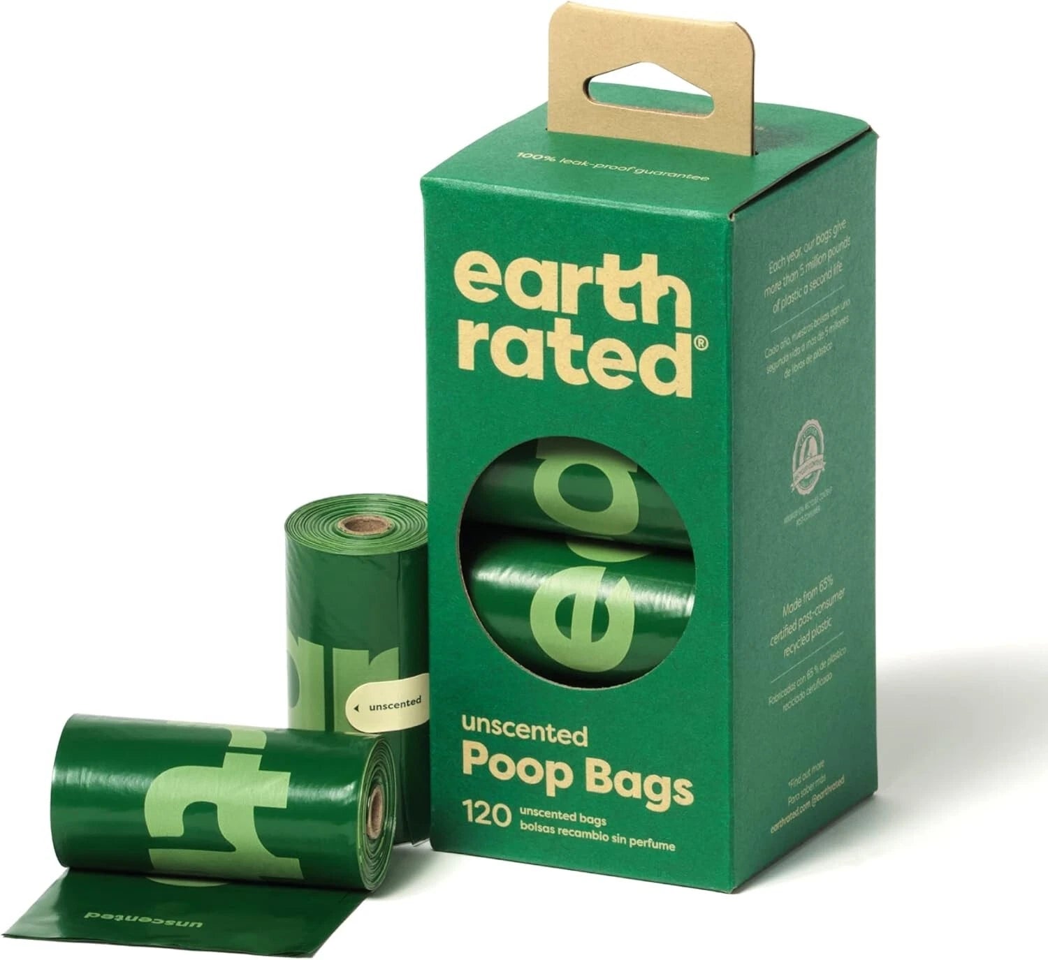 100% Certified Earth Rated Dog Poo Bags Leak Proof & Unscented Waste Bag Refill
